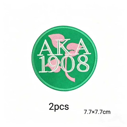 2pcs Alpha Kappa Alpha Sorority Embroidered Iron on Patches for Clothing
