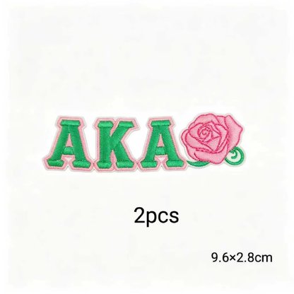 2pcs Alpha Kappa Alpha Sorority Embroidered Iron on Patches for Clothing