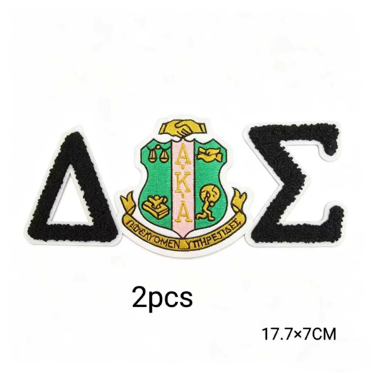 2pcs Alpha Kappa Alpha Sorority Embroidered Iron on Patches for Clothing