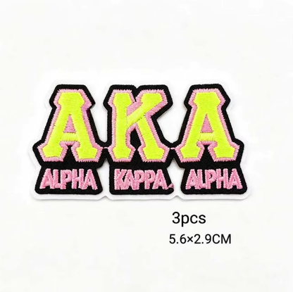 2pcs Alpha Kappa Alpha Sorority Embroidered Iron on Patches for Clothing