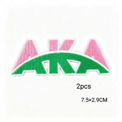 2pcs Alpha Kappa Alpha Sorority Embroidered Iron on Patches for Clothing