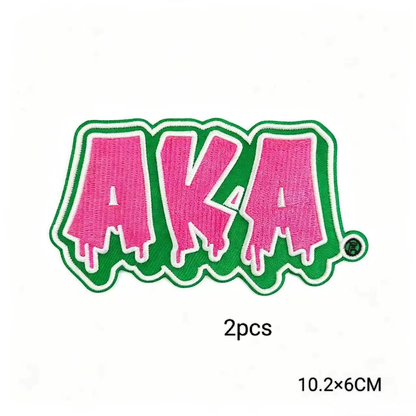 2pcs Alpha Kappa Alpha Sorority Embroidered Iron on Patches for Clothing