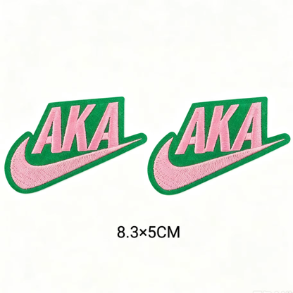 2pcs Alpha Kappa Alpha Sorority Embroidered Iron on Patches for Clothing