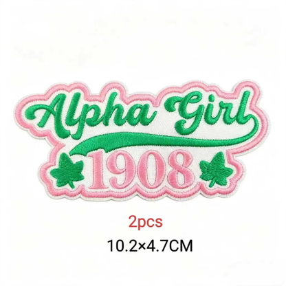 2pcs Alpha Kappa Alpha Sorority Embroidered Iron on Patches for Clothing