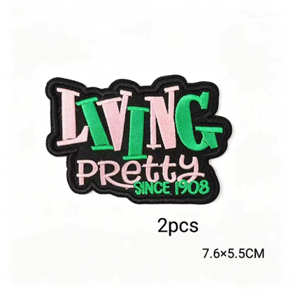 2pcs Alpha Kappa Alpha Sorority Embroidered Iron on Patches for Clothing