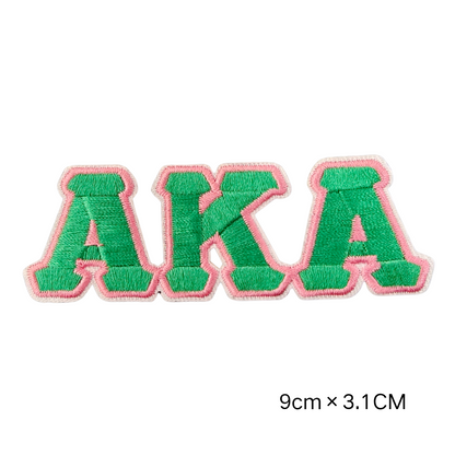 Pink & Green AKA Sorority Letter Iron-on Embroidery Patches