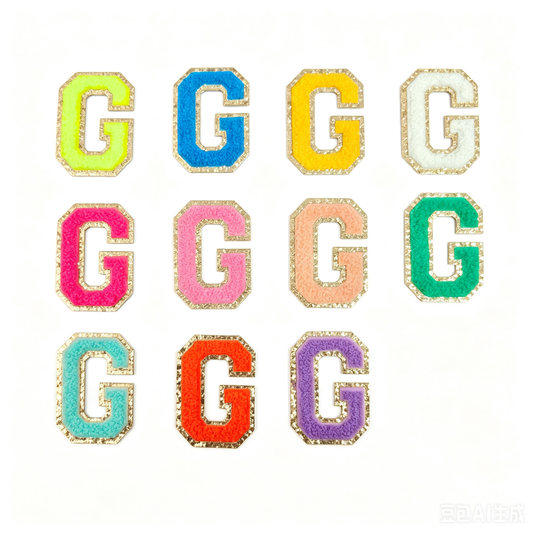 Custom Chenille Letter Patches with Glitter Border