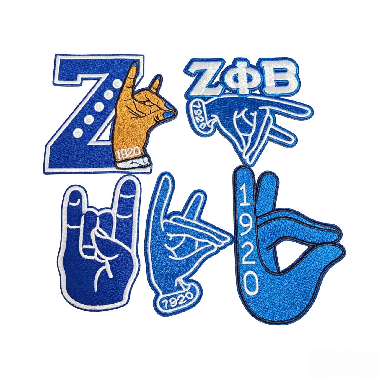 Zeta Phi Beta 1920 Hand Sign Embroidered Patches Set