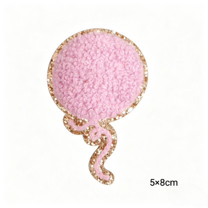 Balloon Chenille Patches with Gold Glitter Border