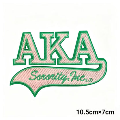 Pink & Green AKA Sorority Letter Iron-on Embroidery Patches