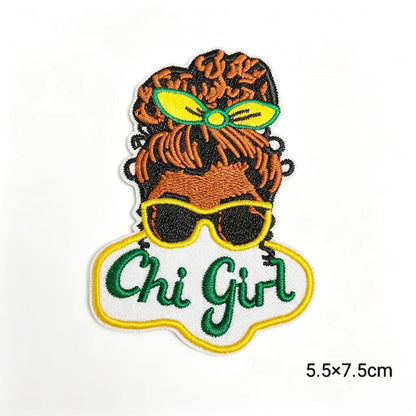 Chi Eta Phi ΧΗΦ 1932 Sorority Embroidery Patches Green Yellow Greek Letter Iron On Jacket Hat Clothing DIY Decoration