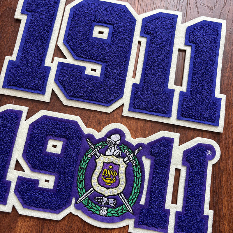 1911 with Shield Omega Psi Phi Chenille Iron-On Patch