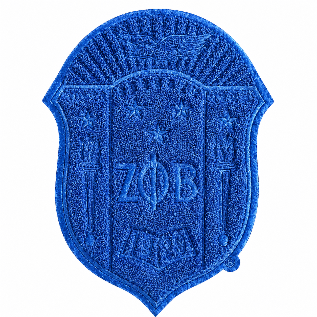 10.5 Inch Zeta Phi Beta Shield Chenille Iron On Patches
