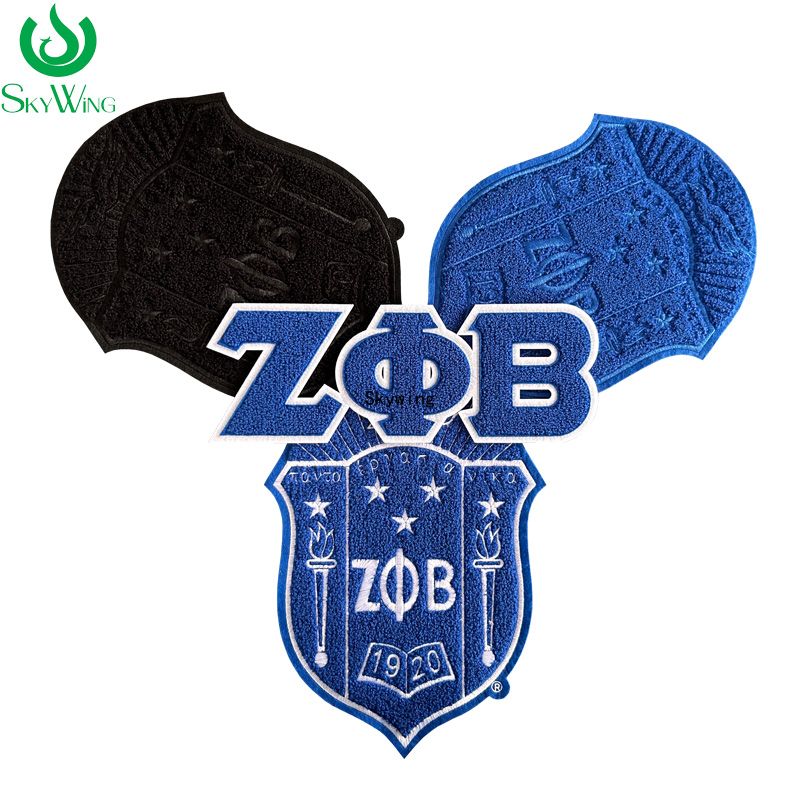10.5 Inch Zeta Phi Beta Shield Chenille Iron On Patches