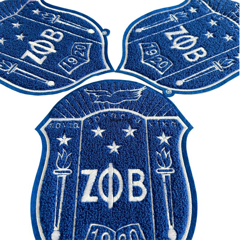10.5 Inch Zeta Phi Beta Shield Chenille Iron On Patches
