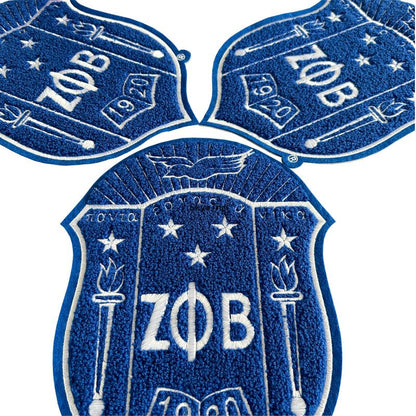 10.5 Inch Zeta Phi Beta Shield Chenille Iron On Patches