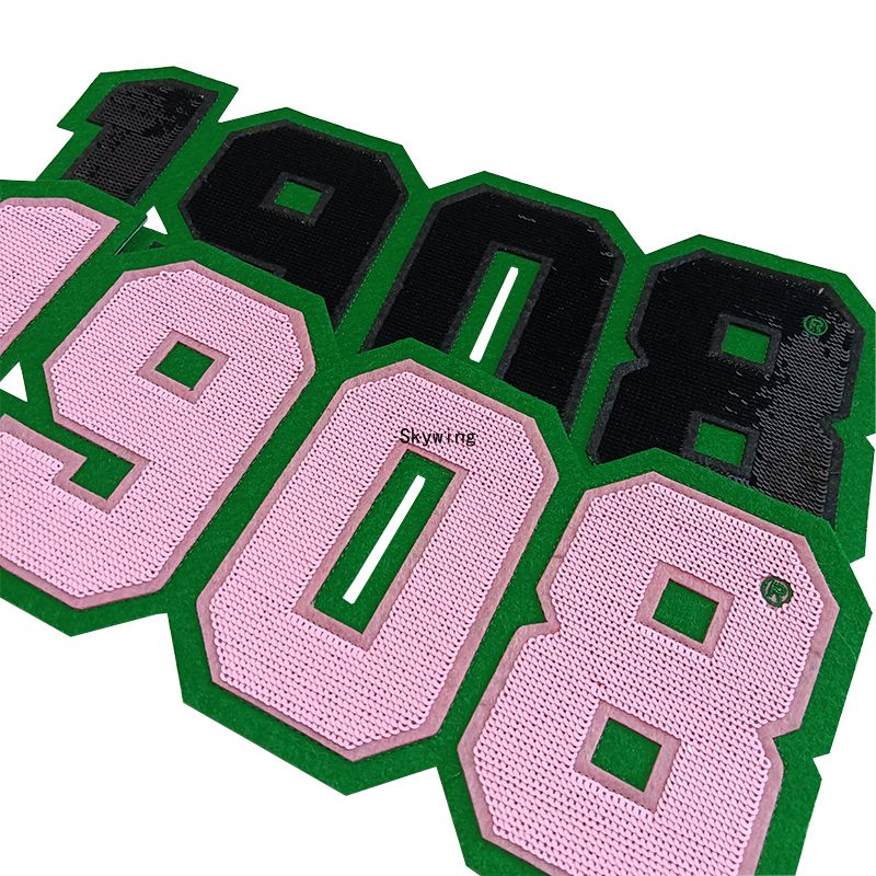 AKA Sorority 1908 Greek Sequin Embroidery Iron On Patch