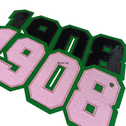 AKA Sorority 1908 Greek Sequin Embroidery Iron On Patch