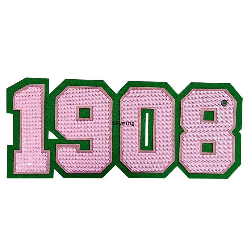 AKA Sorority 1908 Greek Sequin Embroidery Iron On Patch