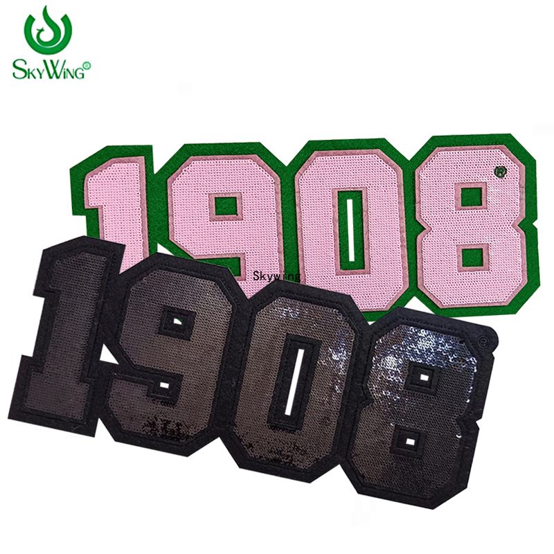 AKA Sorority 1908 Greek Sequin Embroidery Iron On Patch