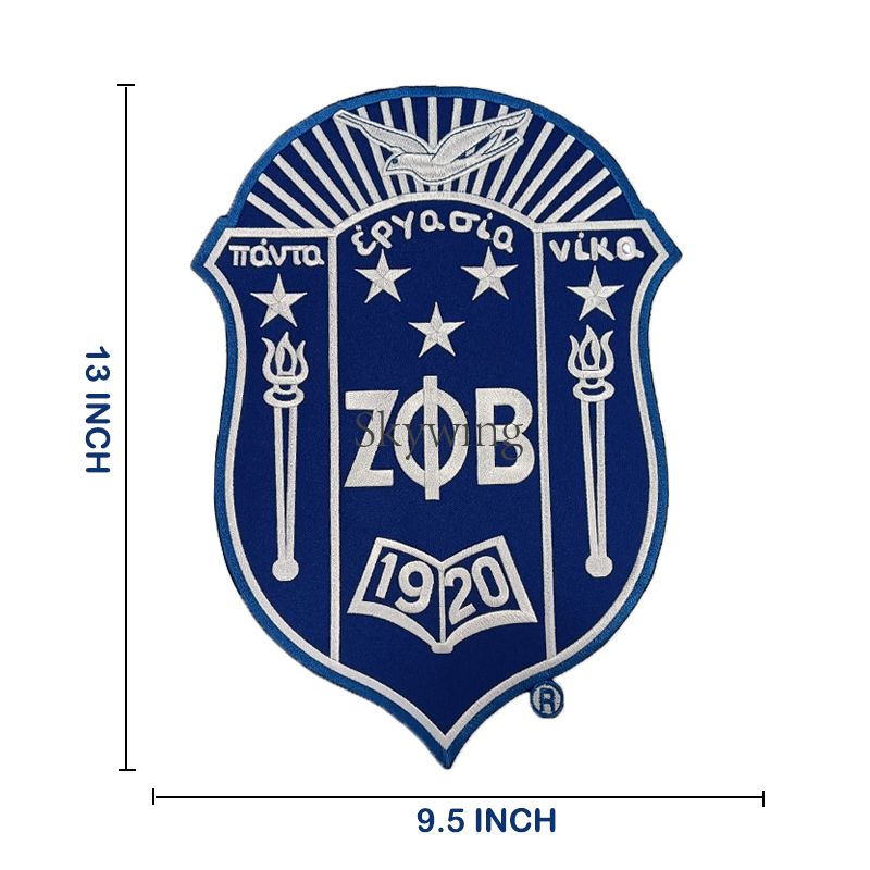 13 Inch Zeta Phi Beta Sorority Crest Shield Iron On Patch
