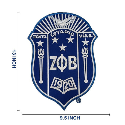 13 Inch Zeta Phi Beta Sorority Crest Shield Iron On Patch
