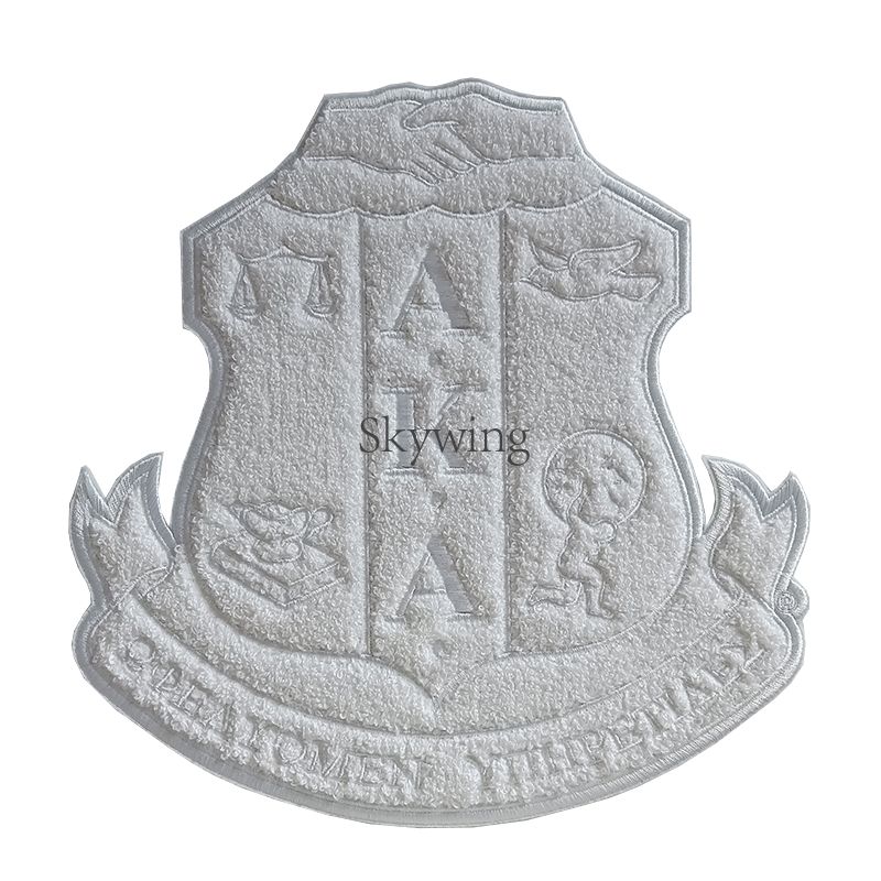 AKA Sorority Shield Chenille Heat Press Patch
