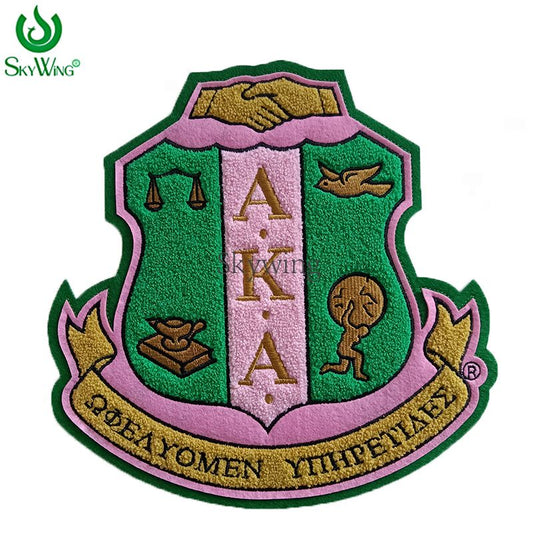 AKA Sorority Shield Chenille Heat Press Patch