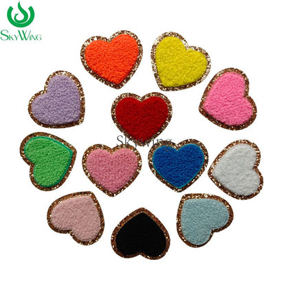 Glitter Heart Iron on Chenille Patch