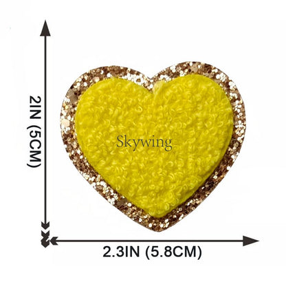 Glitter Heart Iron on Chenille Patch