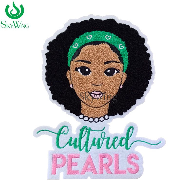 Pretty Black Girl Chenille Iron on Patches