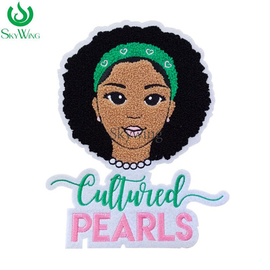 Pretty Black Girl Chenille Iron on Patches