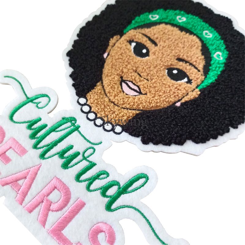 Pretty Black Girl Chenille Iron on Patches