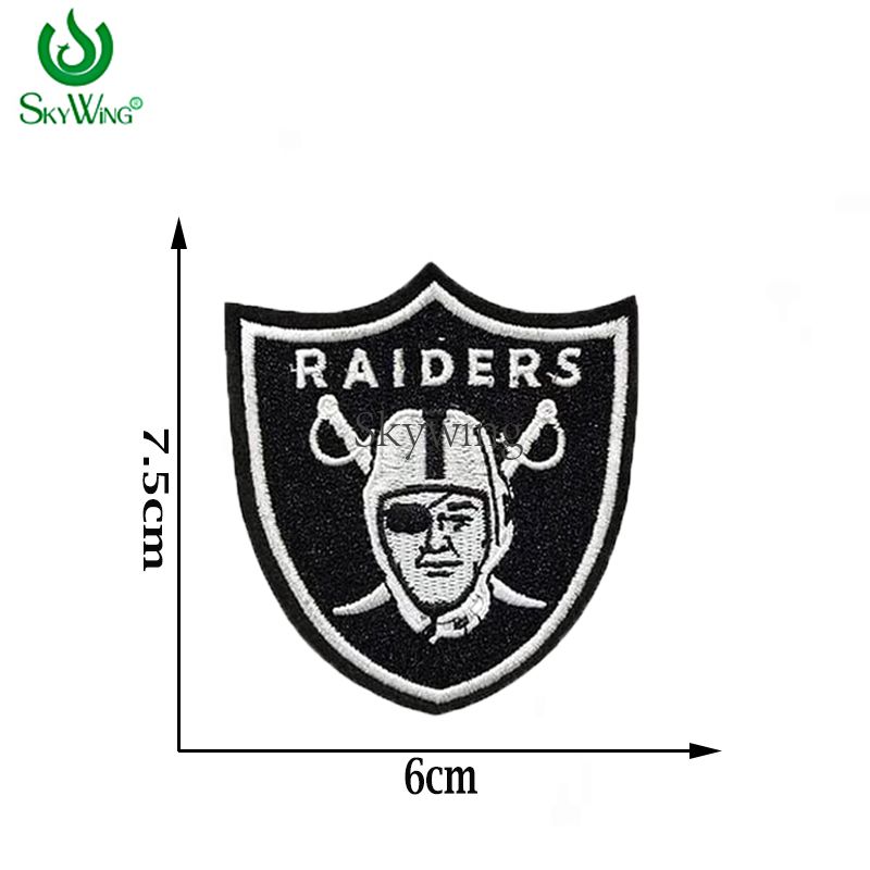 Black Raider Shield Embroidered NFL Team Logo Sports Badges