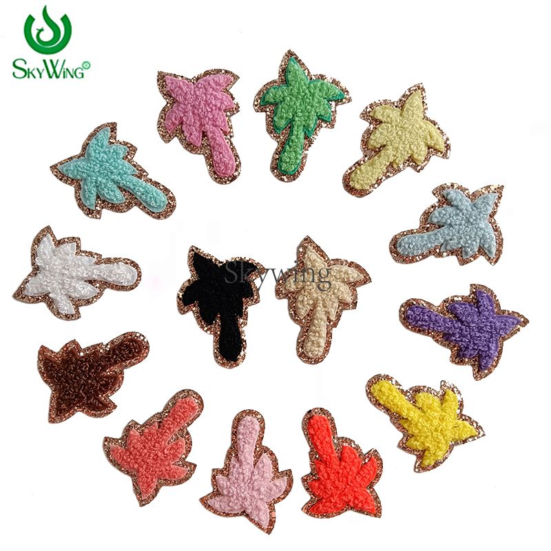 Chenille Palm Tree With Gold Glitter Patches For Sale