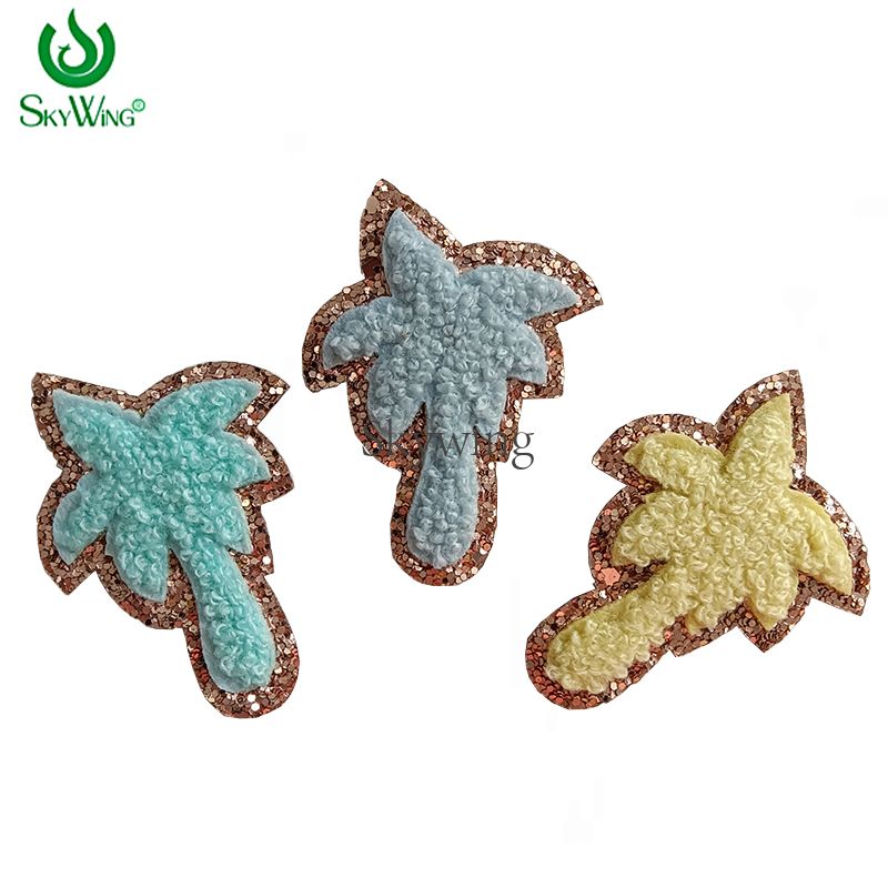 Chenille Palm Tree With Gold Glitter Patches For Sale