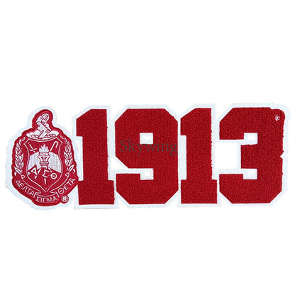 Greek Number 1913 Sorority Delta Chenille Iron On Patch