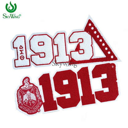 Greek Number 1913 Sorority Delta Chenille Iron On Patch