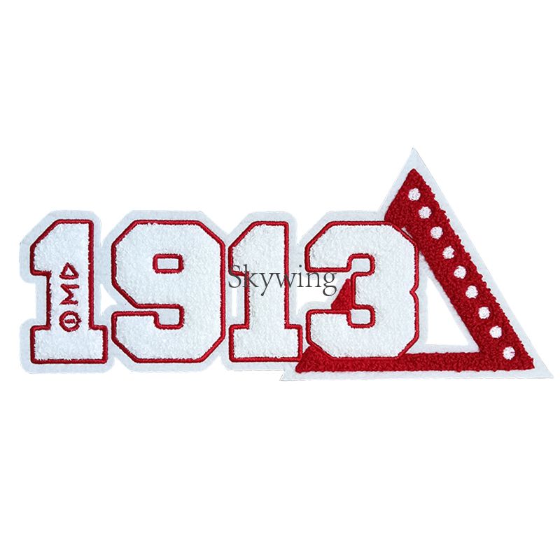 Greek Number 1913 Sorority Delta Chenille Iron On Patch