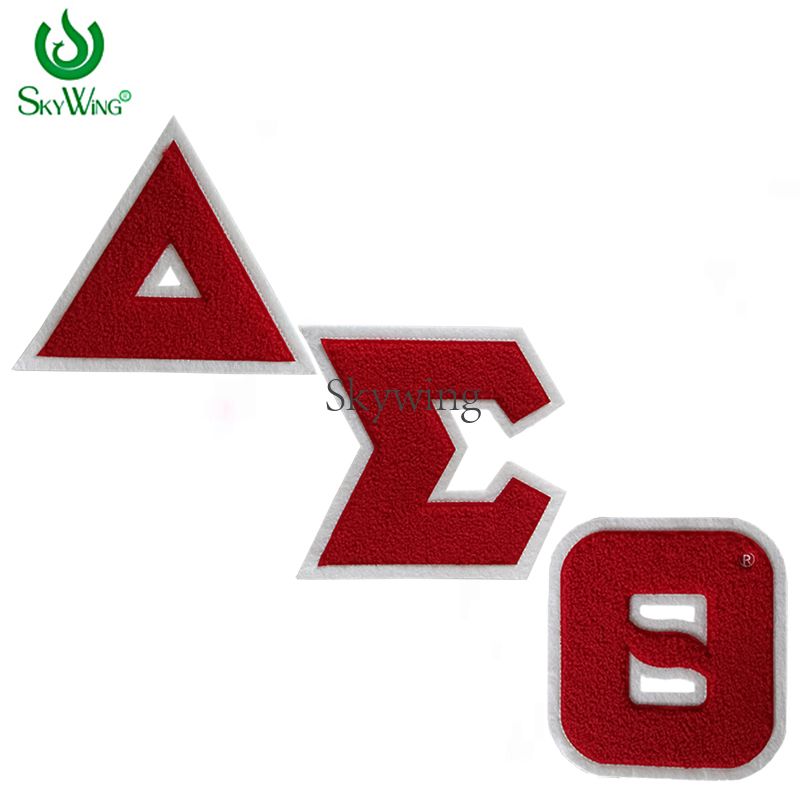 Red And Black Greek Sorority Delta Chenille Iron On Patches