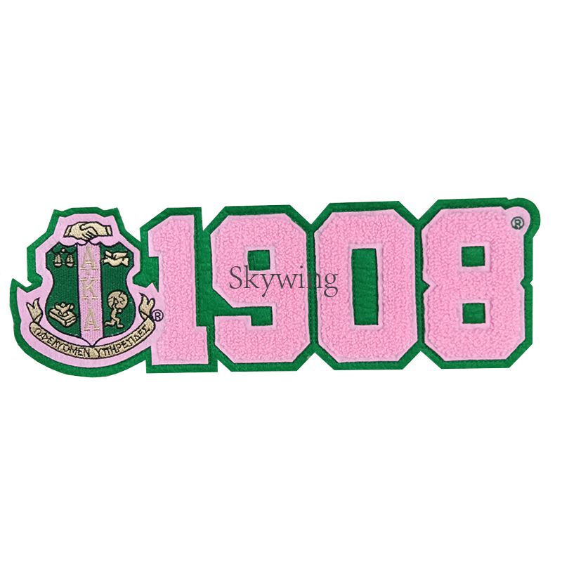 Greek Letter Sorority 1908 AKA Ivy Towel Chenille Number Patches