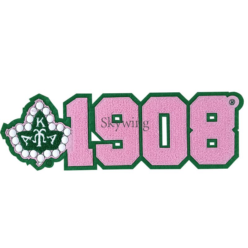 Greek Letter Sorority 1908 AKA Ivy Towel Chenille Number Patches