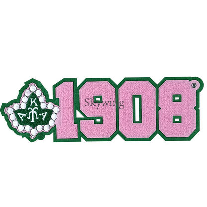 Greek Letter Sorority 1908 AKA Ivy Towel Chenille Number Patches