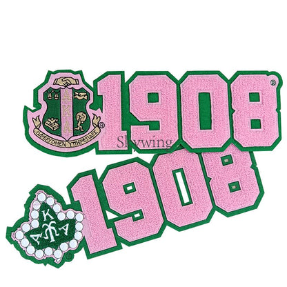 Greek Letter Sorority 1908 AKA Ivy Towel Chenille Number Patches