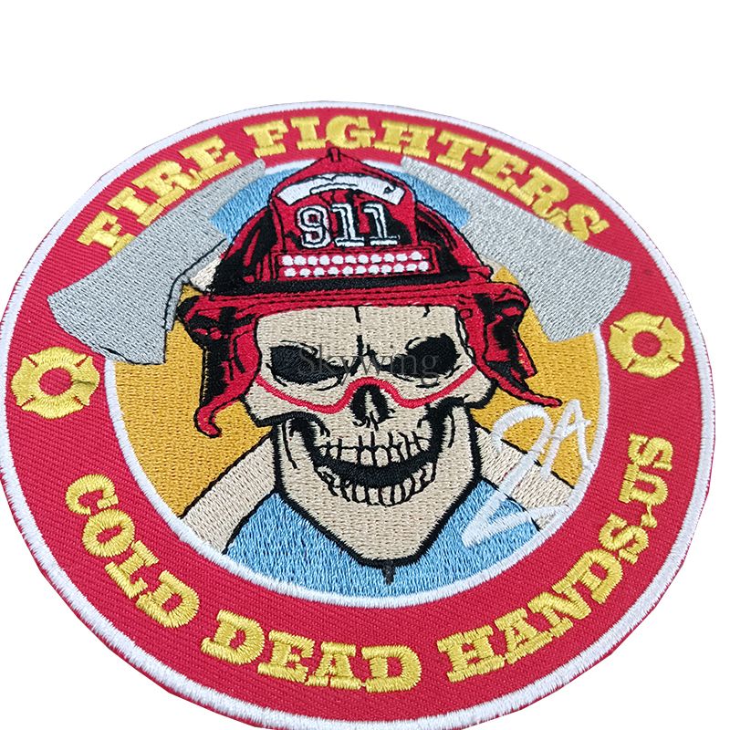 American 911 Fire Firefighters Cool Skull Embroidered Patch