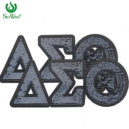 All Black Sequin Greek DST Sorority 1913 Iron On Patch