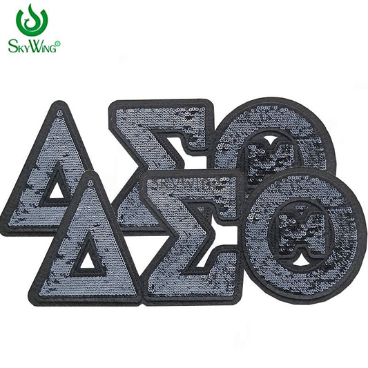 All Black Sequin Greek DST Sorority 1913 Iron On Patch
