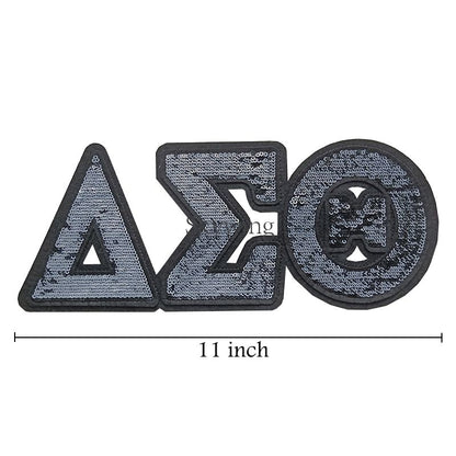 All Black Sequin Greek DST Sorority 1913 Iron On Patch