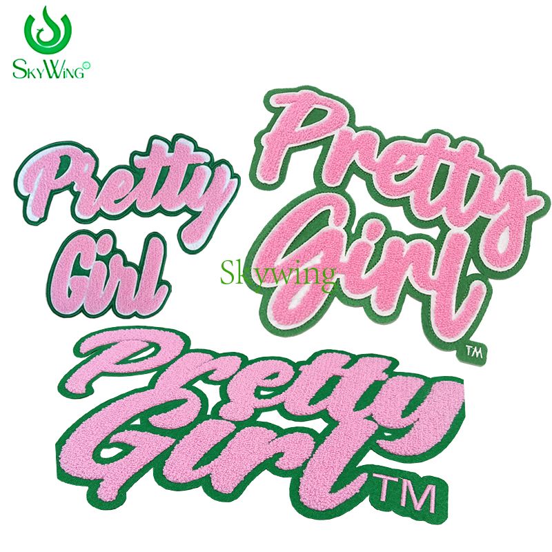 Pink AKA Sorority Pretty Girl Chenille Iron On Patches