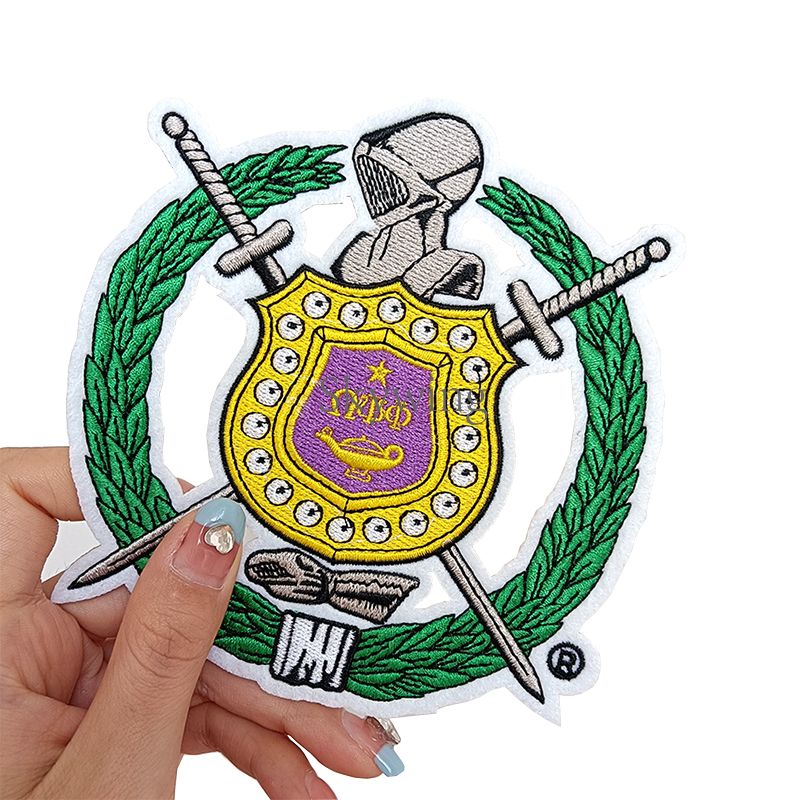 Fraternity Omega Escutcheon Shield Embroidery Patches For Sale Wholesale